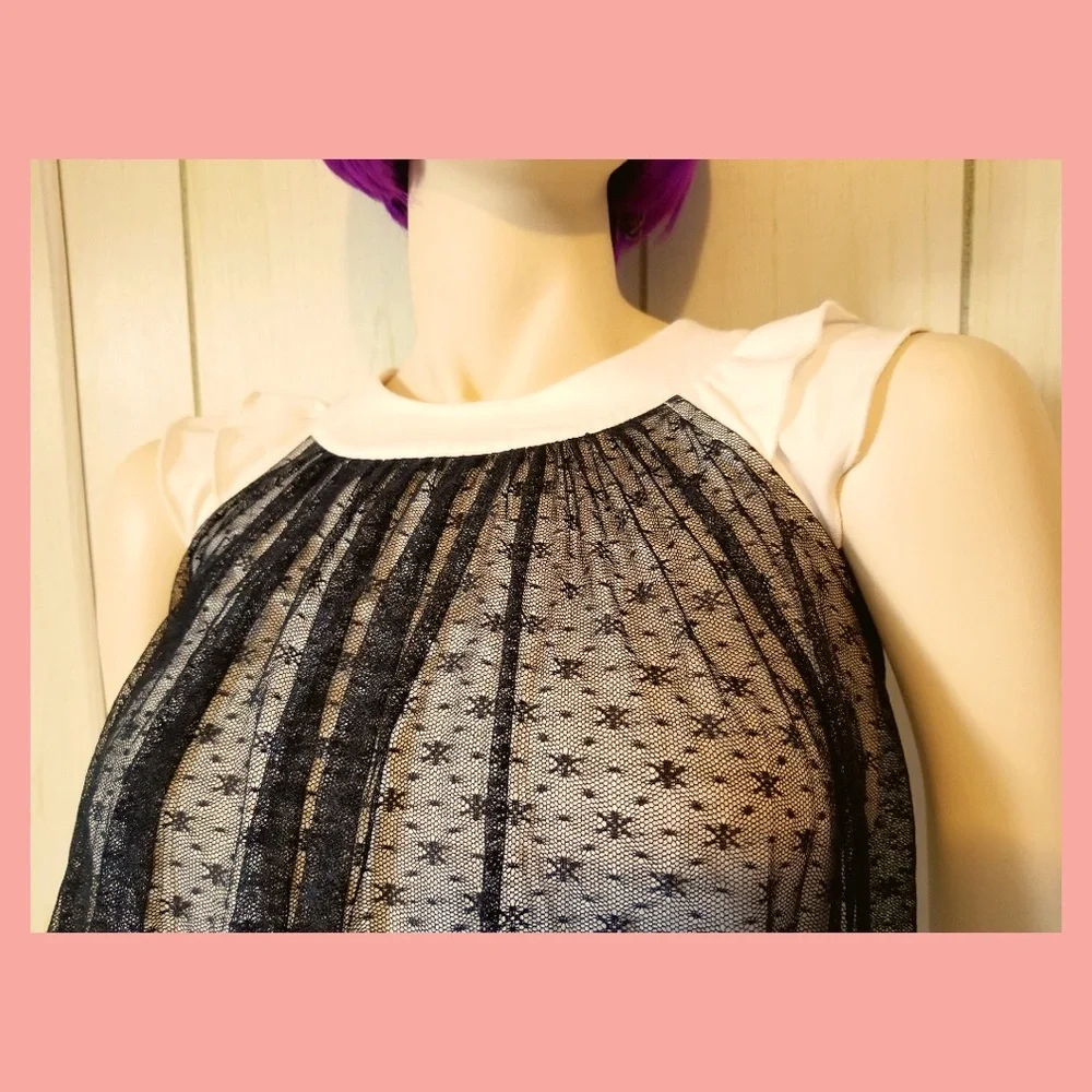 Girl’s Hanna Andersson 2-Tone Sheer Black Pleated Lace Bubble Shift Party Dress